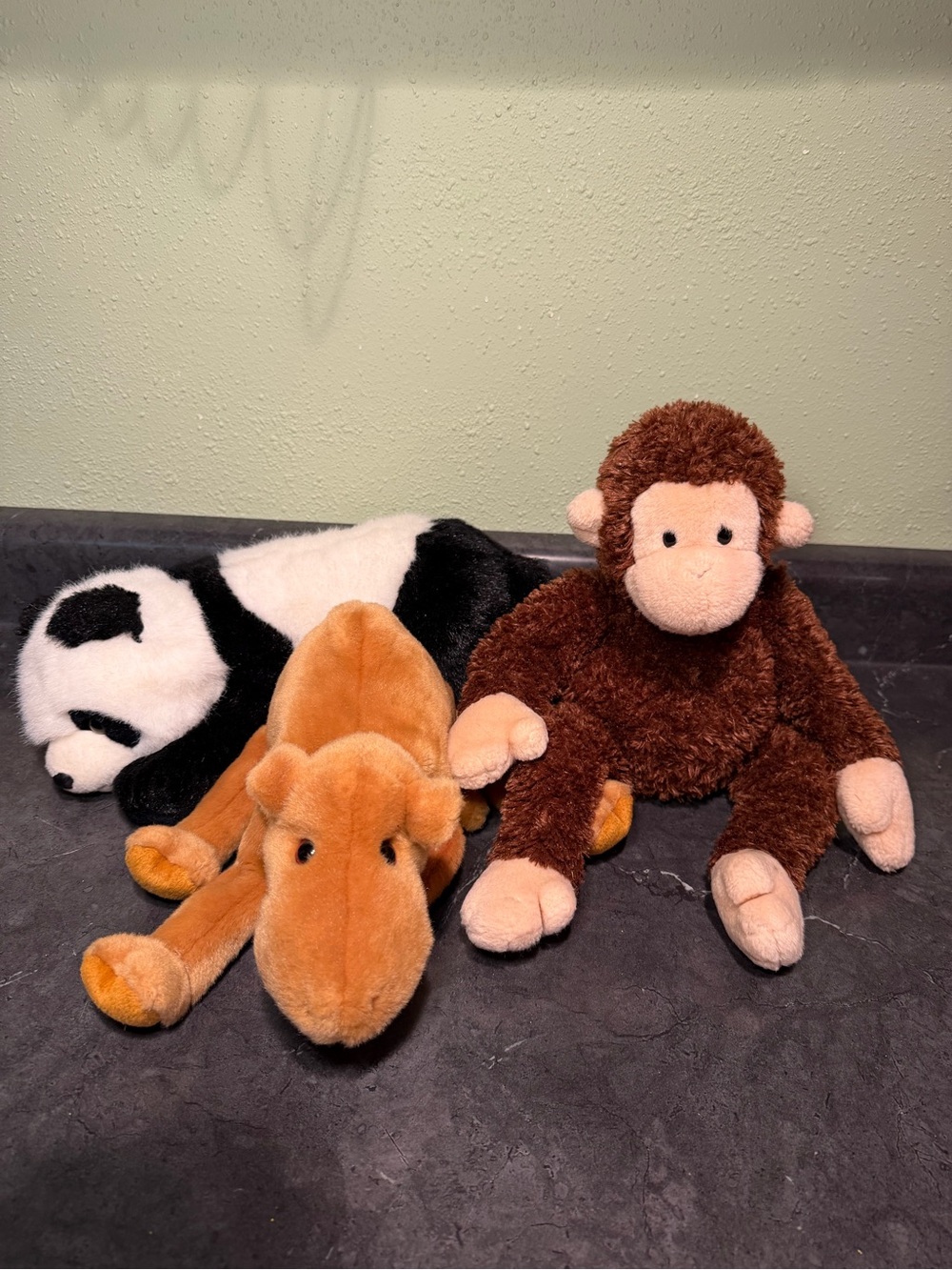 Ty Beanie Babies Monkey, Panda, and Camel Plush Lot
